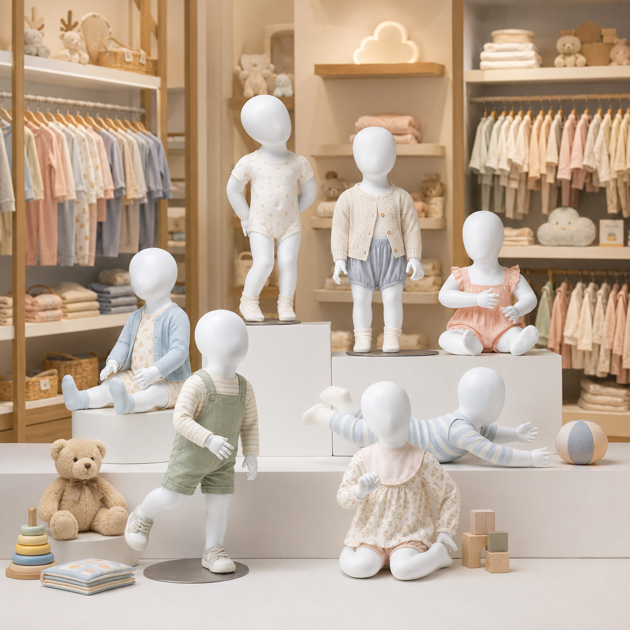 Sitting Infant & Child Mannequin | Full Body Kids Clothing Display Prop