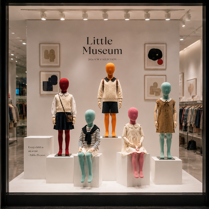 JELIMATE Kid Full Body Mannequin with Dajustable Wooden Arms | Linen-Wrapped Fiberglass Child Dress Form | 6 Poses & Colors