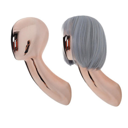 Wall-Mounted Fiberglass Head Model (Rose Gold) - Adult Wig/Hat/Scarf Display | OEM Supported