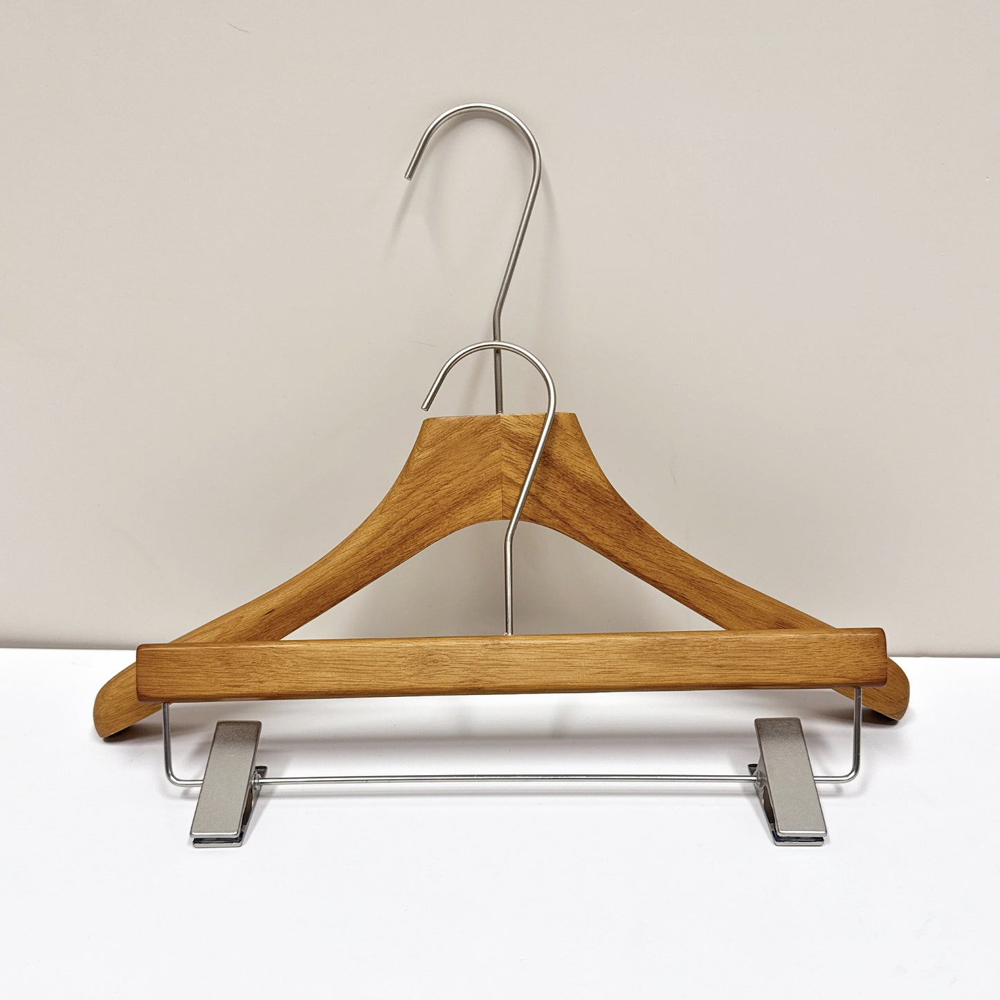 Vintage Brown Flat-Top Wooden Hanger - Custom Logo Available for Suits & Coats