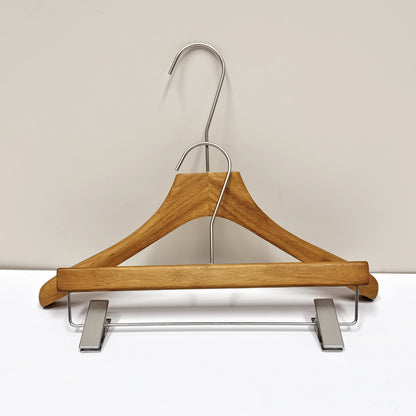 Vintage Brown Flat-Top Wooden Hanger - Custom Logo Available for Suits & Coats