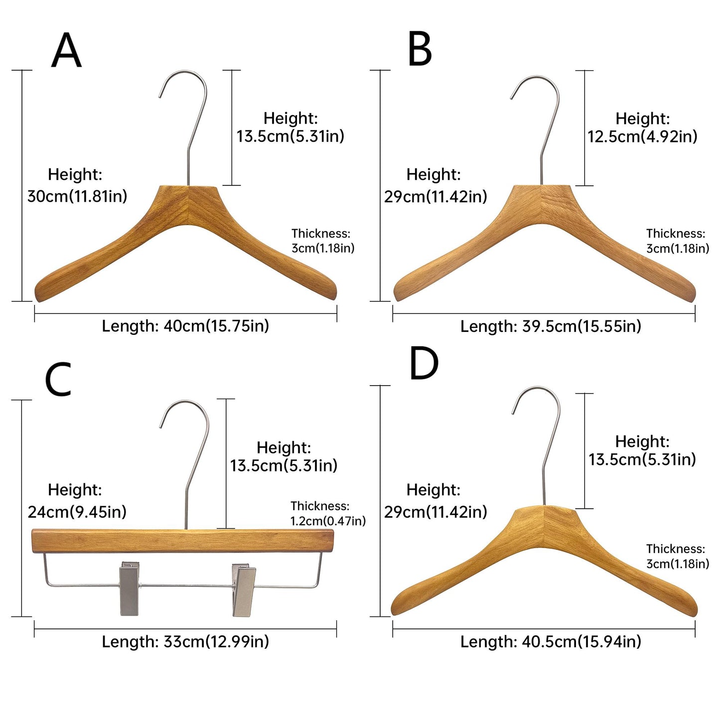 Vintage Brown Flat-Top Wooden Hanger - Custom Logo Available for Suits & Coats