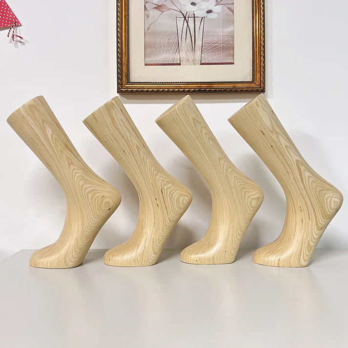 Solid Wood Foot Mannequin - Natural Wood Grain Display Stand | JELIMATE