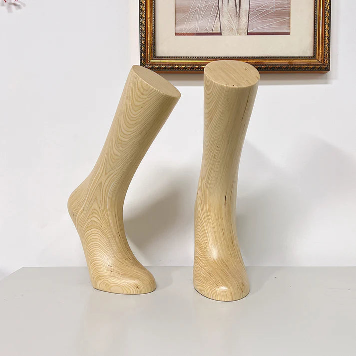 Solid Wood Foot Mannequin - Natural Wood Grain Display Stand | JELIMATE