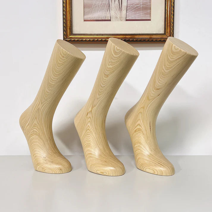 Solid Wood Foot Mannequin - Natural Wood Grain Display Stand | JELIMATE