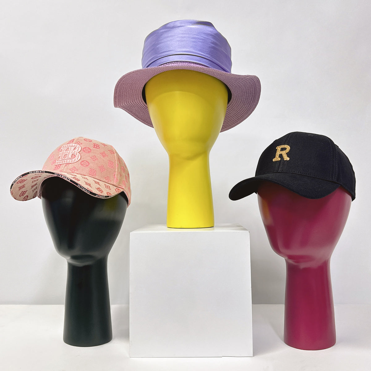 Jelimate Colorful Real Wooden Mannequin Head Stand,Solid Wood Head Mannequin Hat Display Head Model Props,Wig Display Stand Headband Mannequin Sunglasses Holder