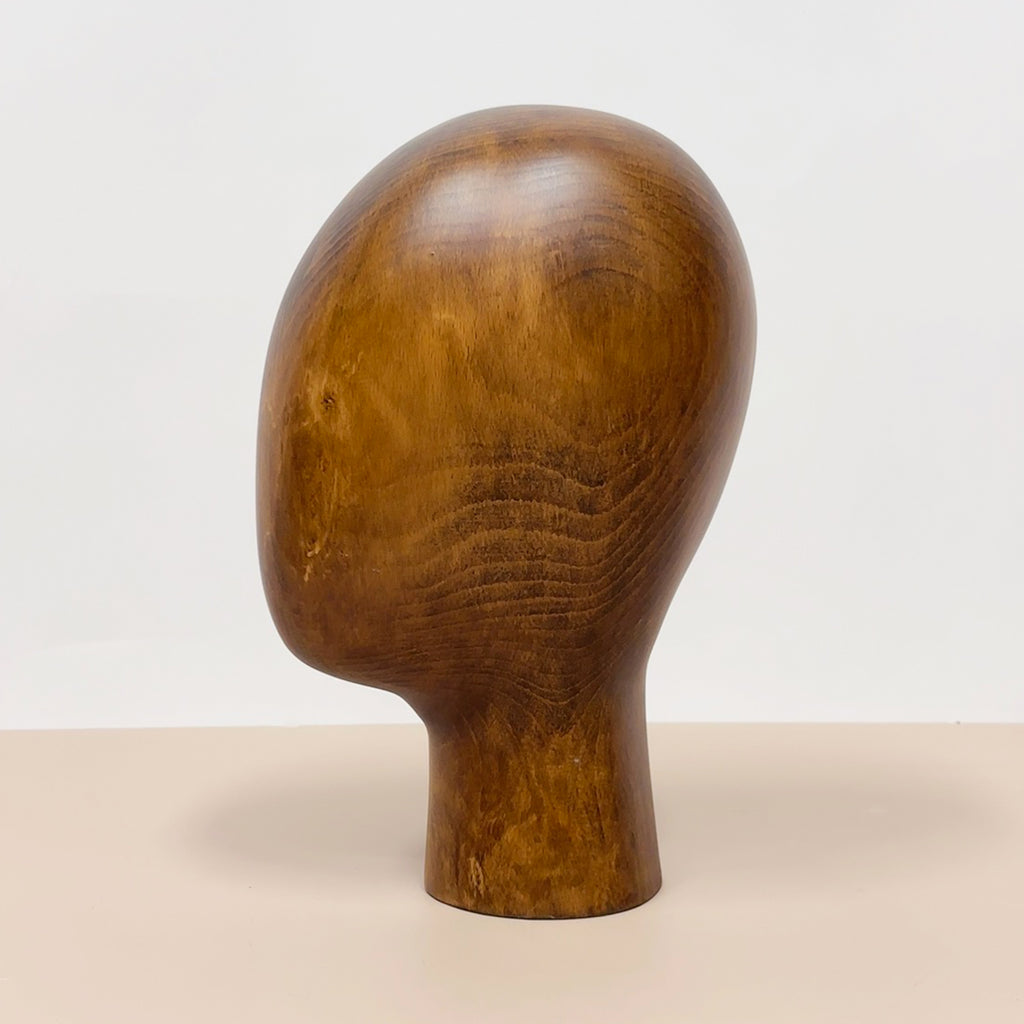 JELIMATE Beech Wooden Mannequin Head – Vintage Solid Wood Display Stand for Hats, Wigs & Accessories