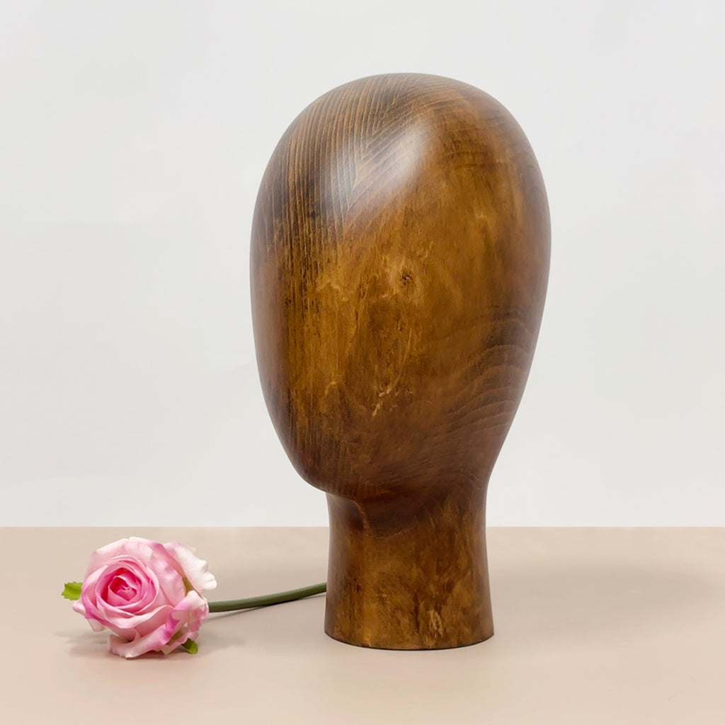 JELIMATE Beech Wooden Mannequin Head – Vintage Solid Wood Display Stand for Hats, Wigs & Accessories