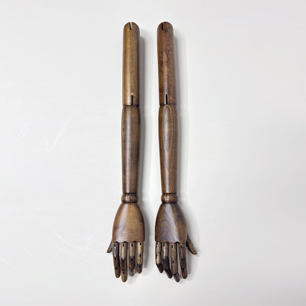 JELIMATE Brown Wood Mannequin Arms – Male | Adjustable Display
