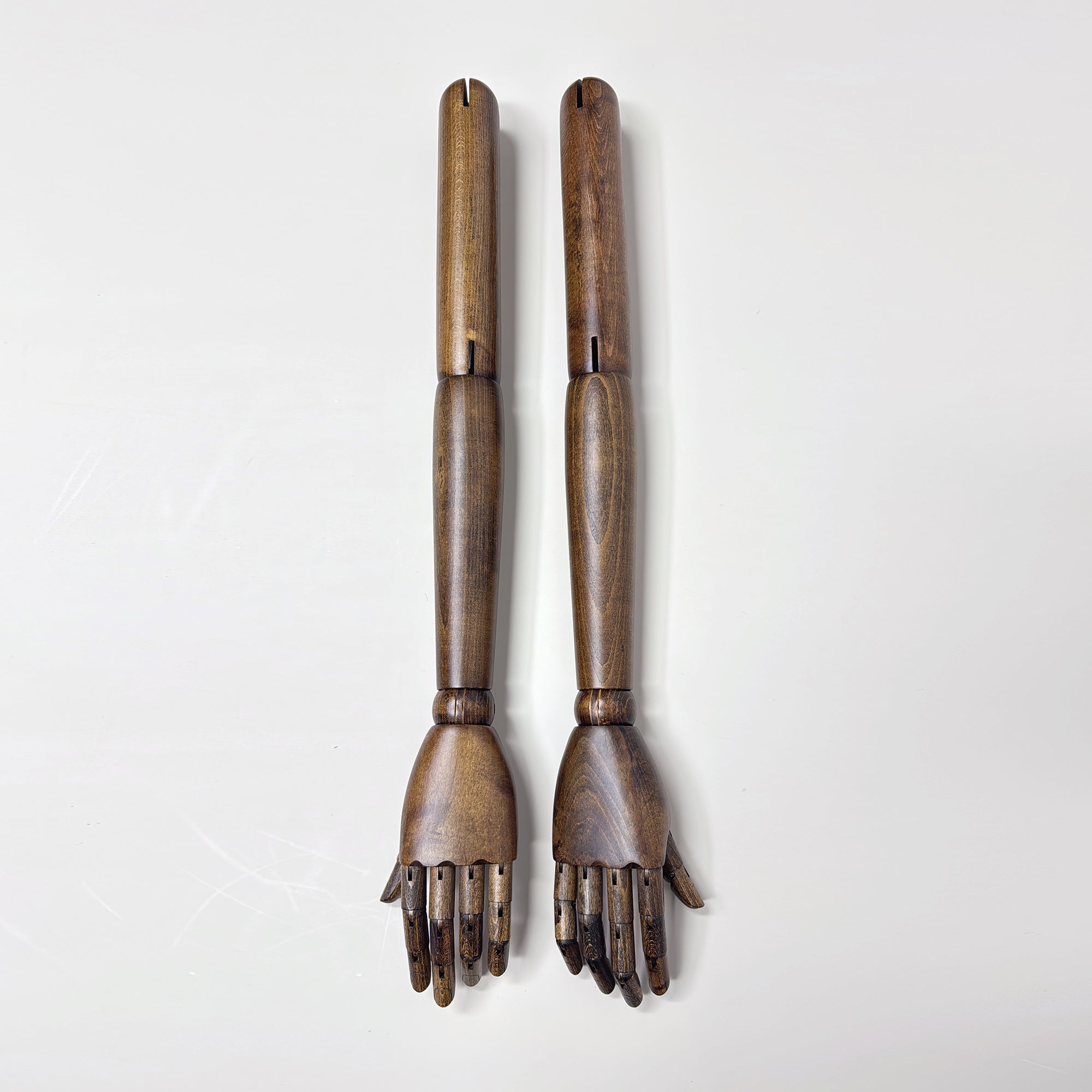 JELIMATE Brown Wood Mannequin Arms – Male | Adjustable Display