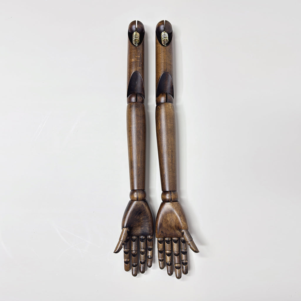 JELIMATE Brown Wood Mannequin Arms – Male | Adjustable Display