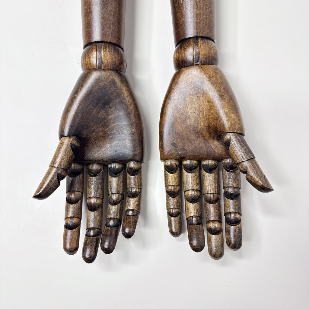 JELIMATE Brown Wood Mannequin Arms – Male | Adjustable Display
