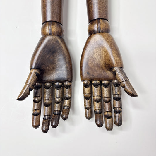 JELIMATE Brown Wood Mannequin Arms – Male | Adjustable Display