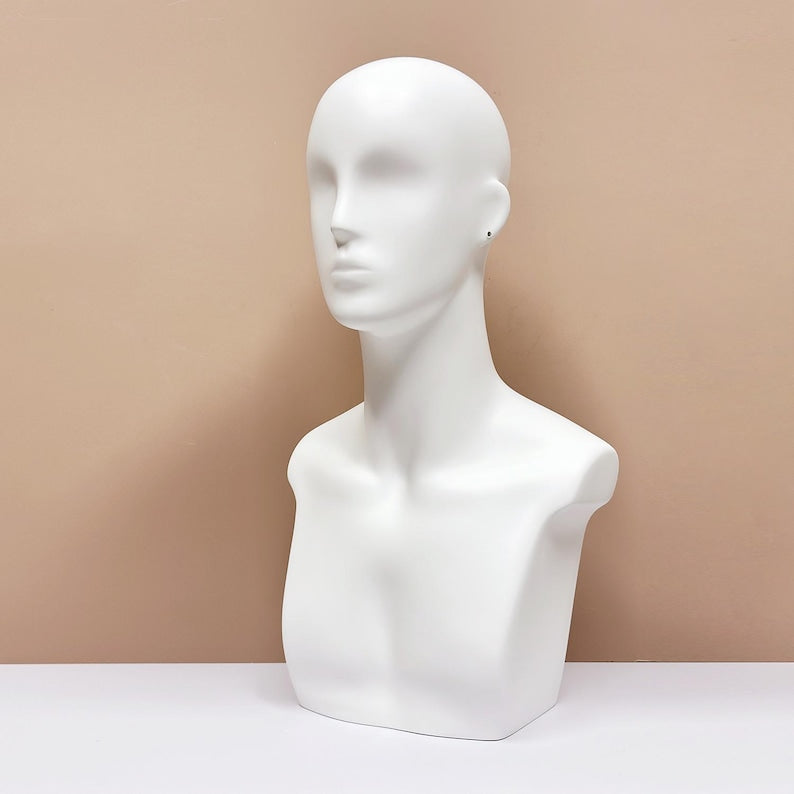 JELIMATE Luxury Male Mannequin Head – White Model Head for Hair/Sunglasses Display/Accessories