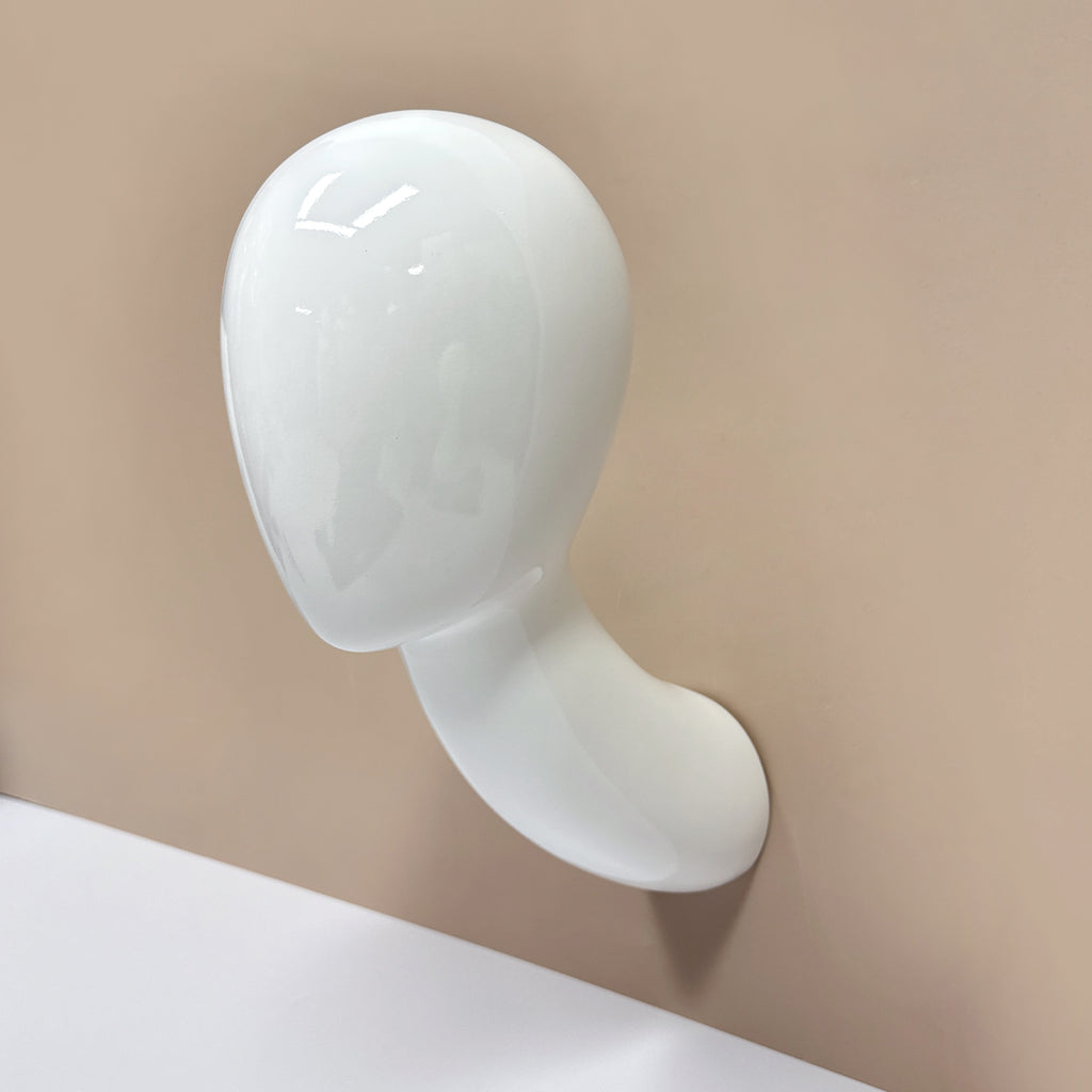 Cabeza de maniquí de fibra de vidrio para pared JELIMATE - Blanco brillante - 1 pieza