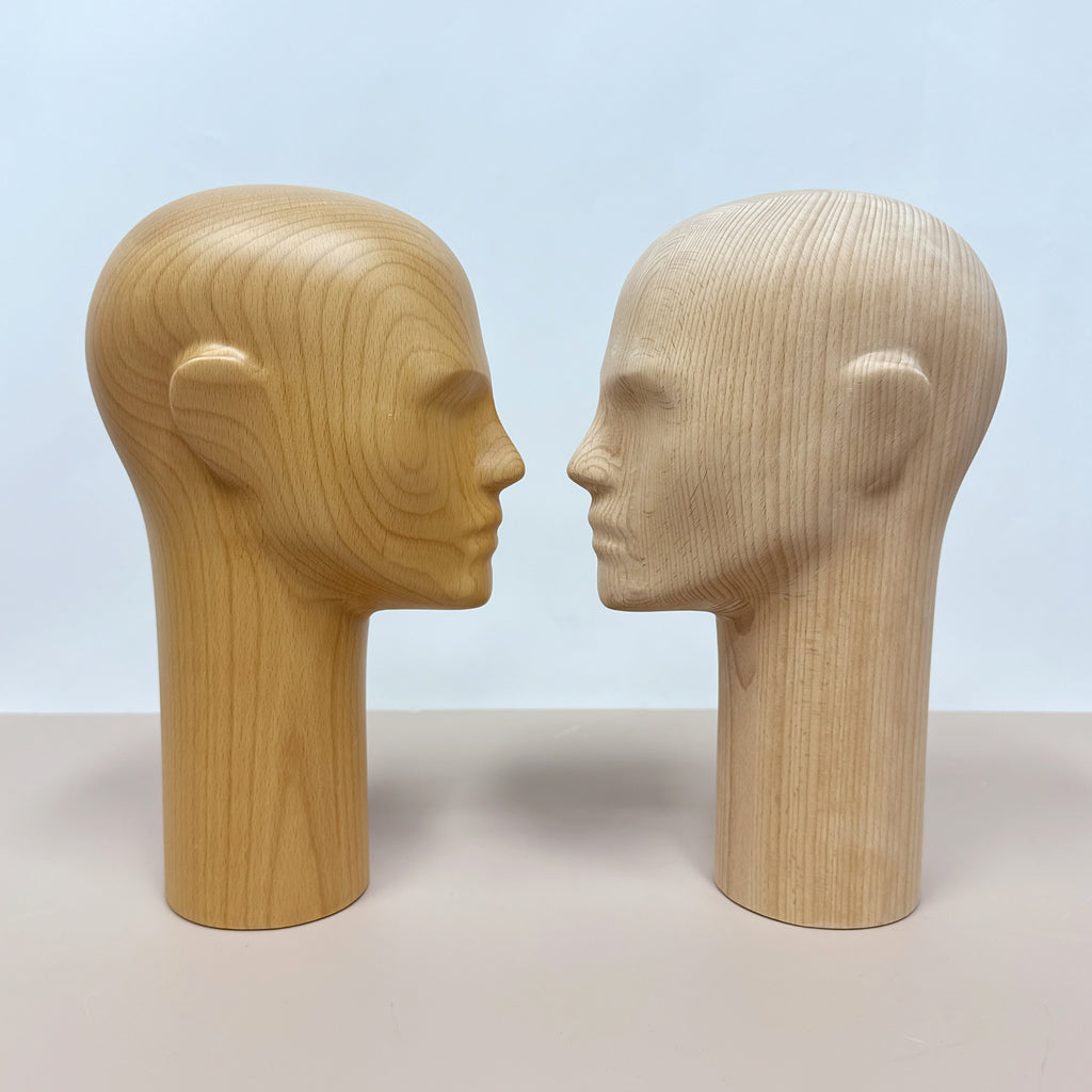 JELIMATE Wooden Display Mannequin – Male Figure with Realistic Head/Nose /Mouth