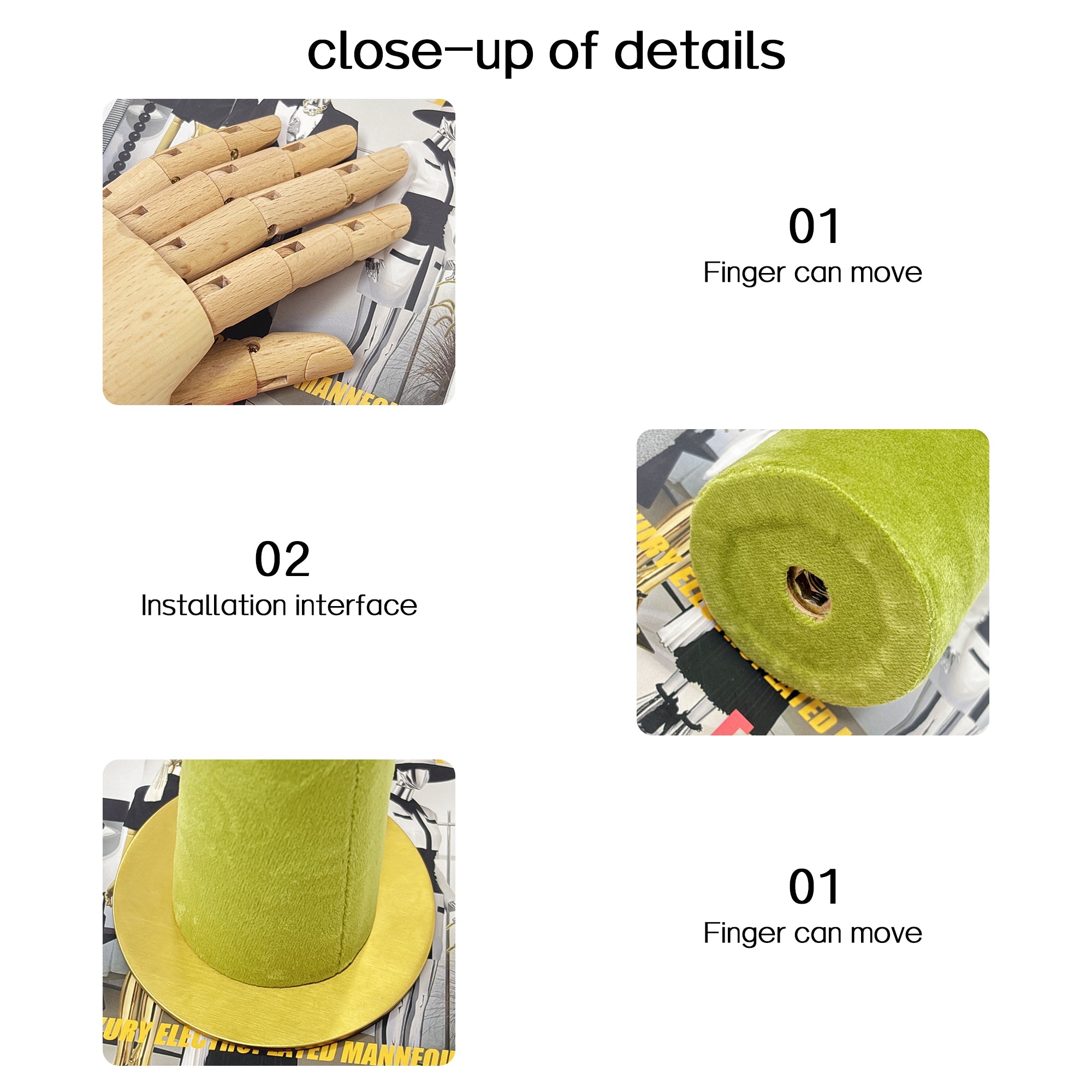 JELIMATE Wooden Hand Jewelry Display – Movable Palm Model Prop for Boutique/Retail/ Window Decor