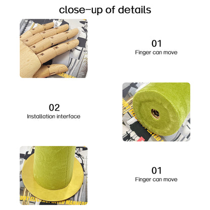 JELIMATE Wooden Hand Jewelry Display – Movable Palm Model Prop for Boutique/Retail/ Window Decor