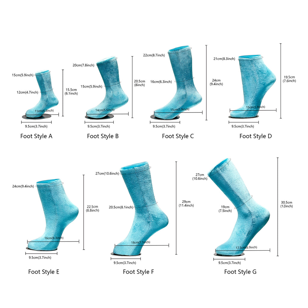 JELIMATE Blue Velvet Female Foot Mannequin – Sock/Anklet/Shoe Display Stand