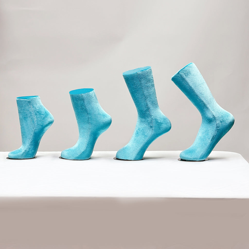 JELIMATE Blue Velvet Female Foot Mannequin – Sock/Anklet/Shoe Display Stand