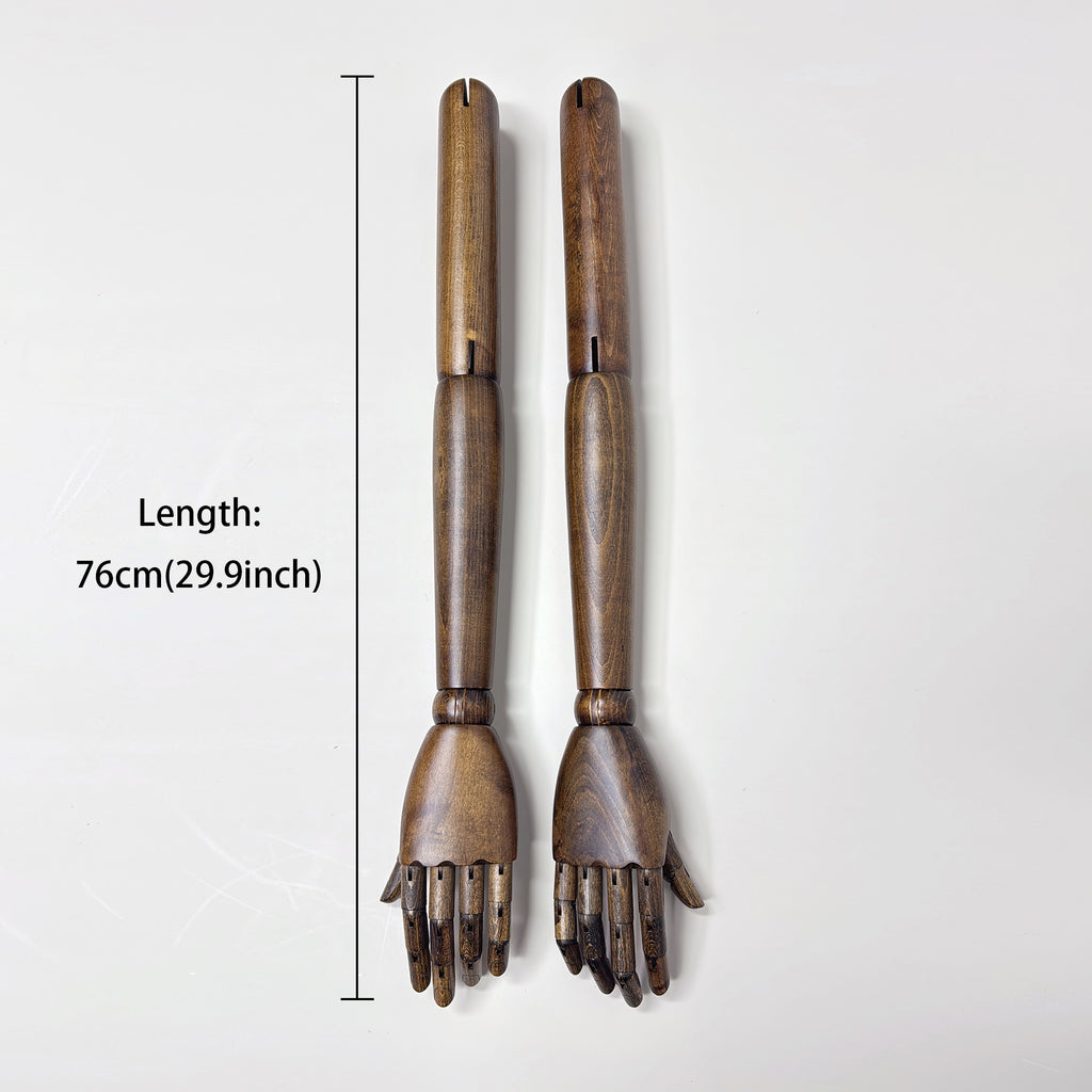 JELIMATE Brown Wood Mannequin Arms – Male | Adjustable Display