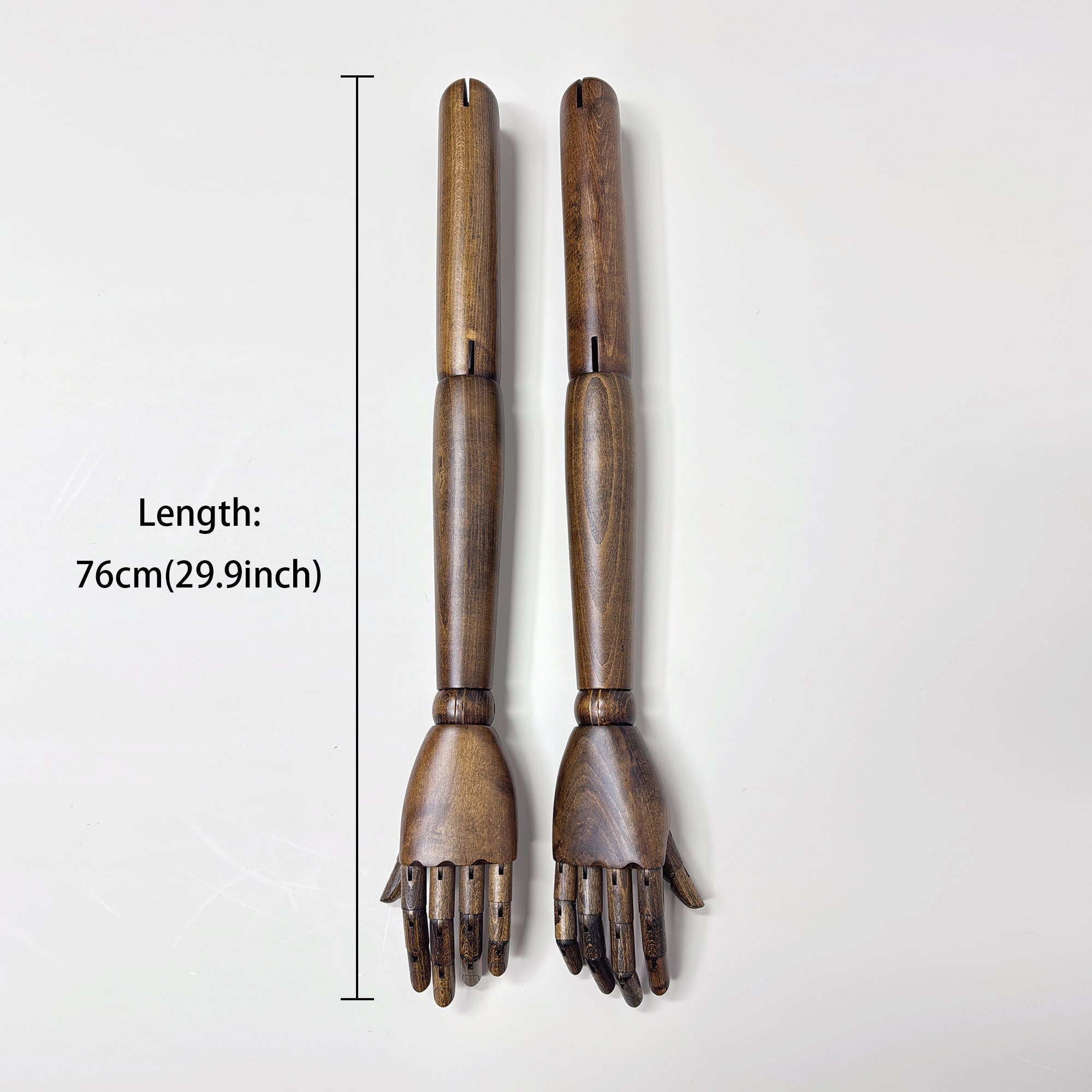 JELIMATE Brown Wood Mannequin Arms – Male | Adjustable Display