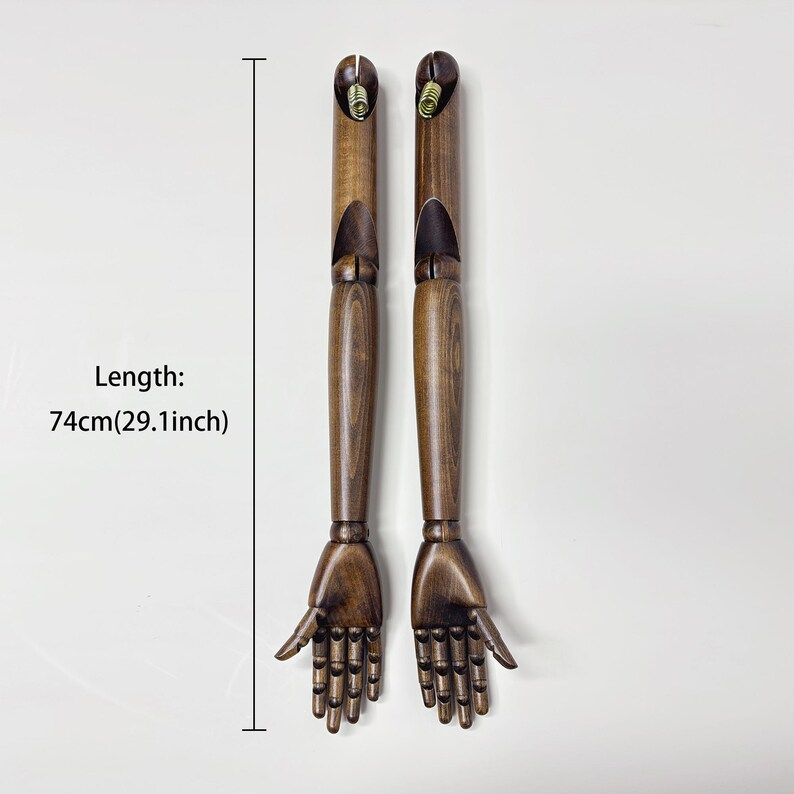 JELIMATE Brown Wood Mannequin Arms – Male | Adjustable Display