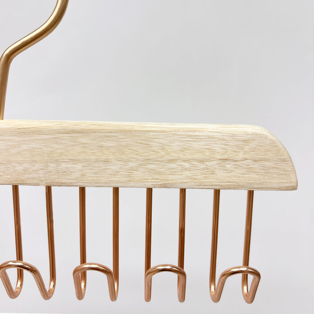 Jelimate Customizable Camphor Wood Multi-Hook Rack – Metal Hooks for Ties, Scarves, Shorts, Skirts & Dresses