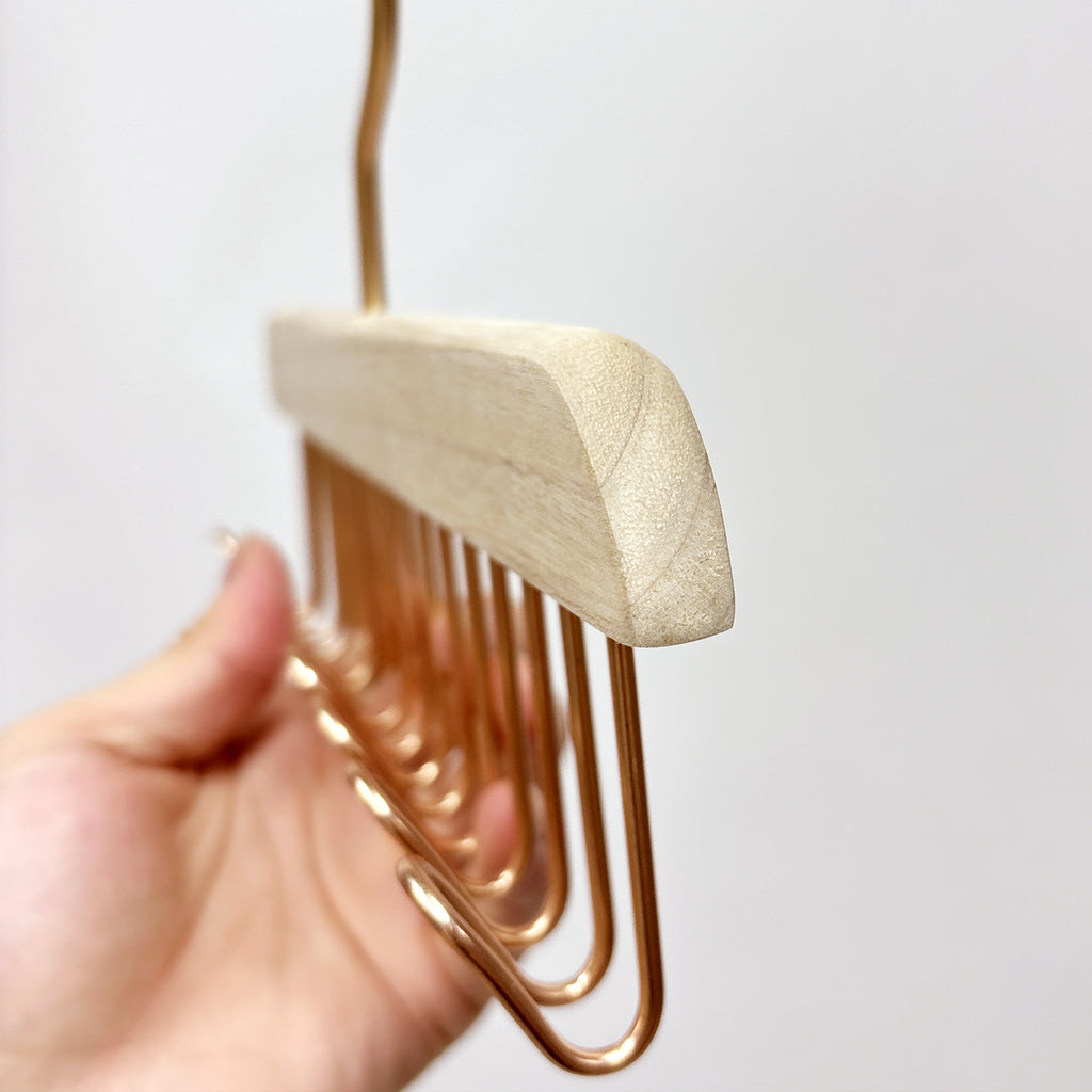 Jelimate Customizable Camphor Wood Multi-Hook Rack – Metal Hooks for Ties, Scarves, Shorts, Skirts & Dresses