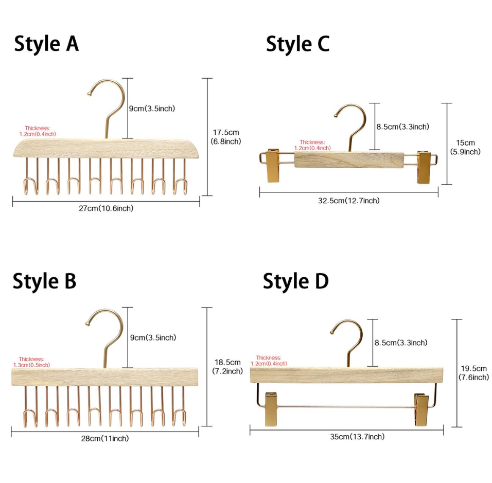 Jelimate Customizable Camphor Wood Multi-Hook Rack – Metal Hooks for Ties, Scarves, Shorts, Skirts & Dresses