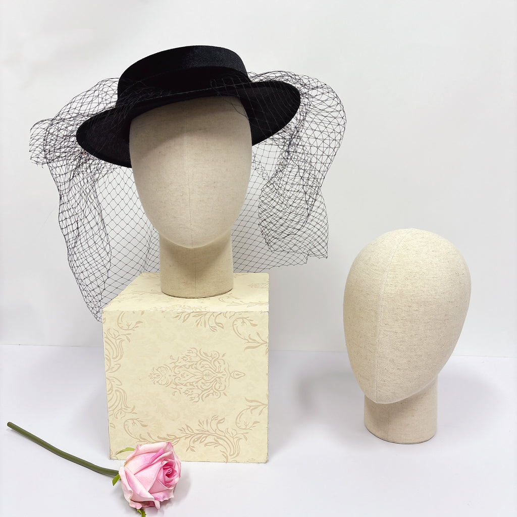 JELIMATE Fiberglass Mannequin Head – Linen-Covered Head for Wigs/Hats/Scarves