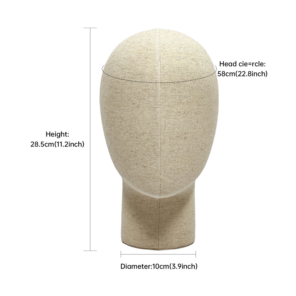JELIMATE Fiberglass Mannequin Head – Linen-Covered Head for Wigs/Hats/Scarves