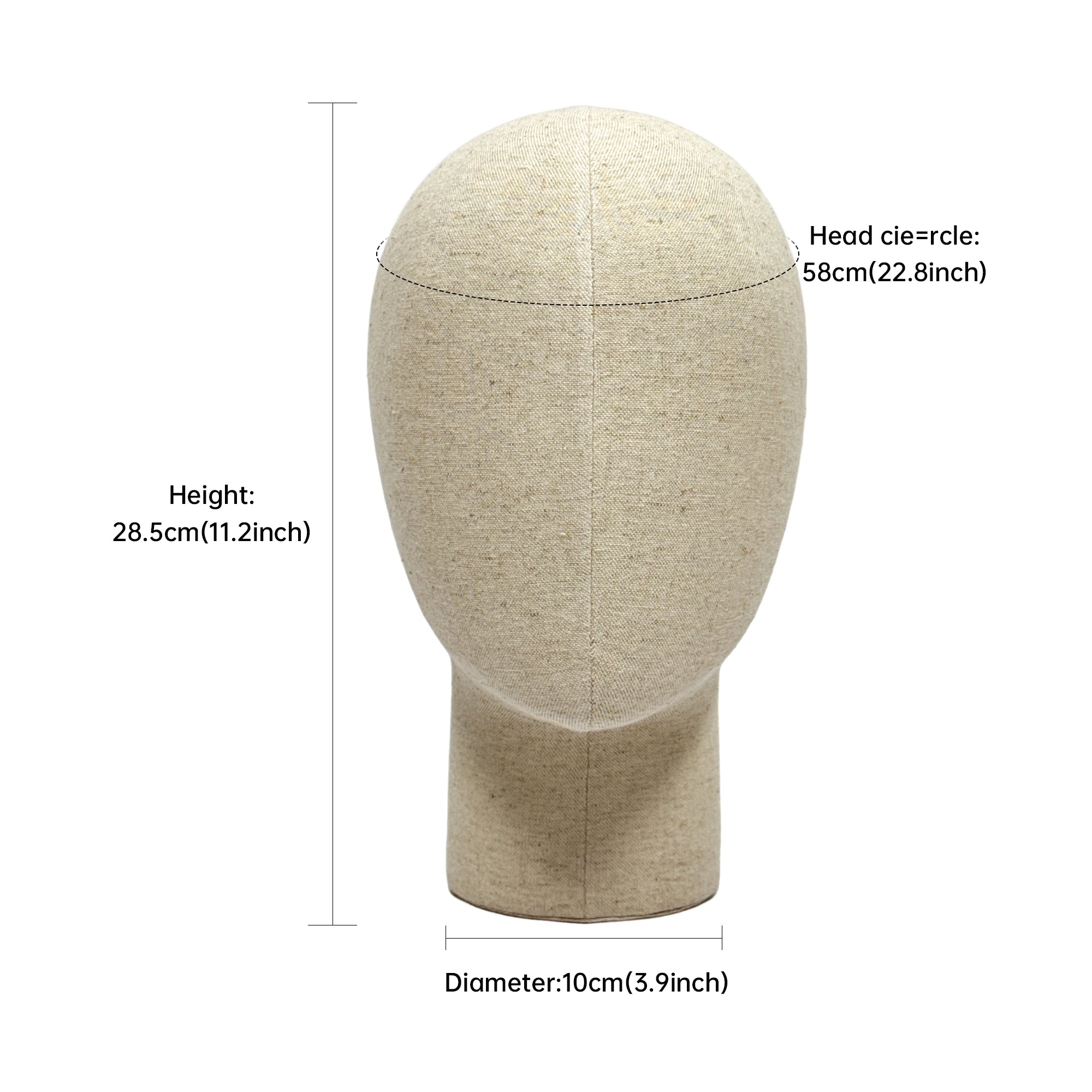 JELIMATE Fiberglass Mannequin Head – Linen-Covered Head for Wigs/Hats/Scarves