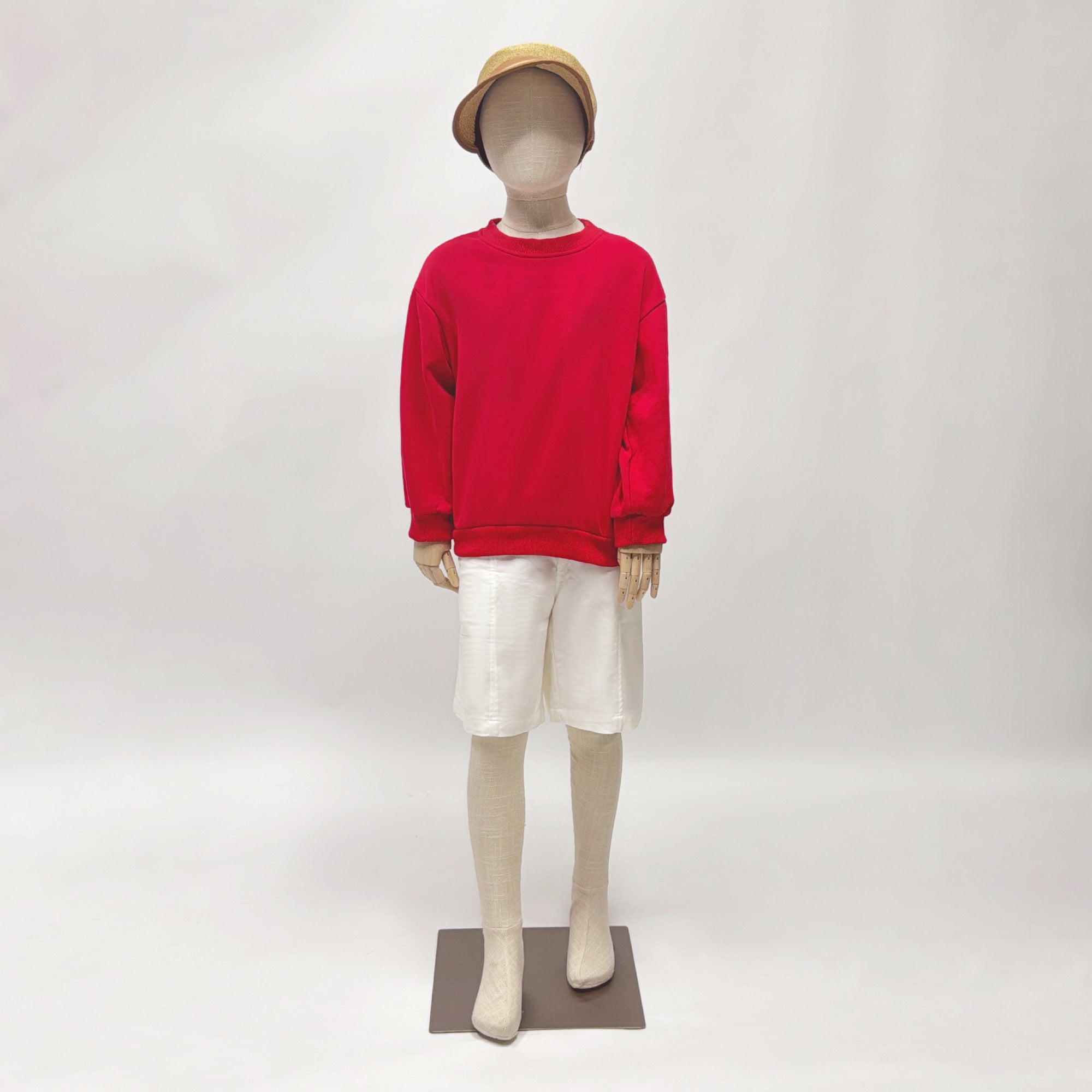 JELIMATE Kids Mannequin Full Body Child Dress Form – Bamboo Linen Fabric Display Model with Adjustable Wooden Arms for Clothing/Boutique/Window/Retail Showcase