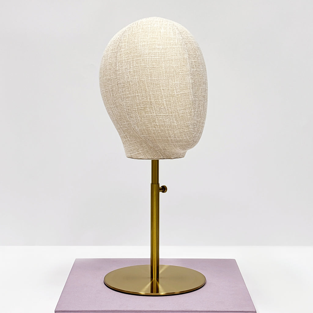JELIMATE Linen Mannequin Head with Adjustable Stand – Bamboo Fabric Display for Wigs/Hats & Jewelry