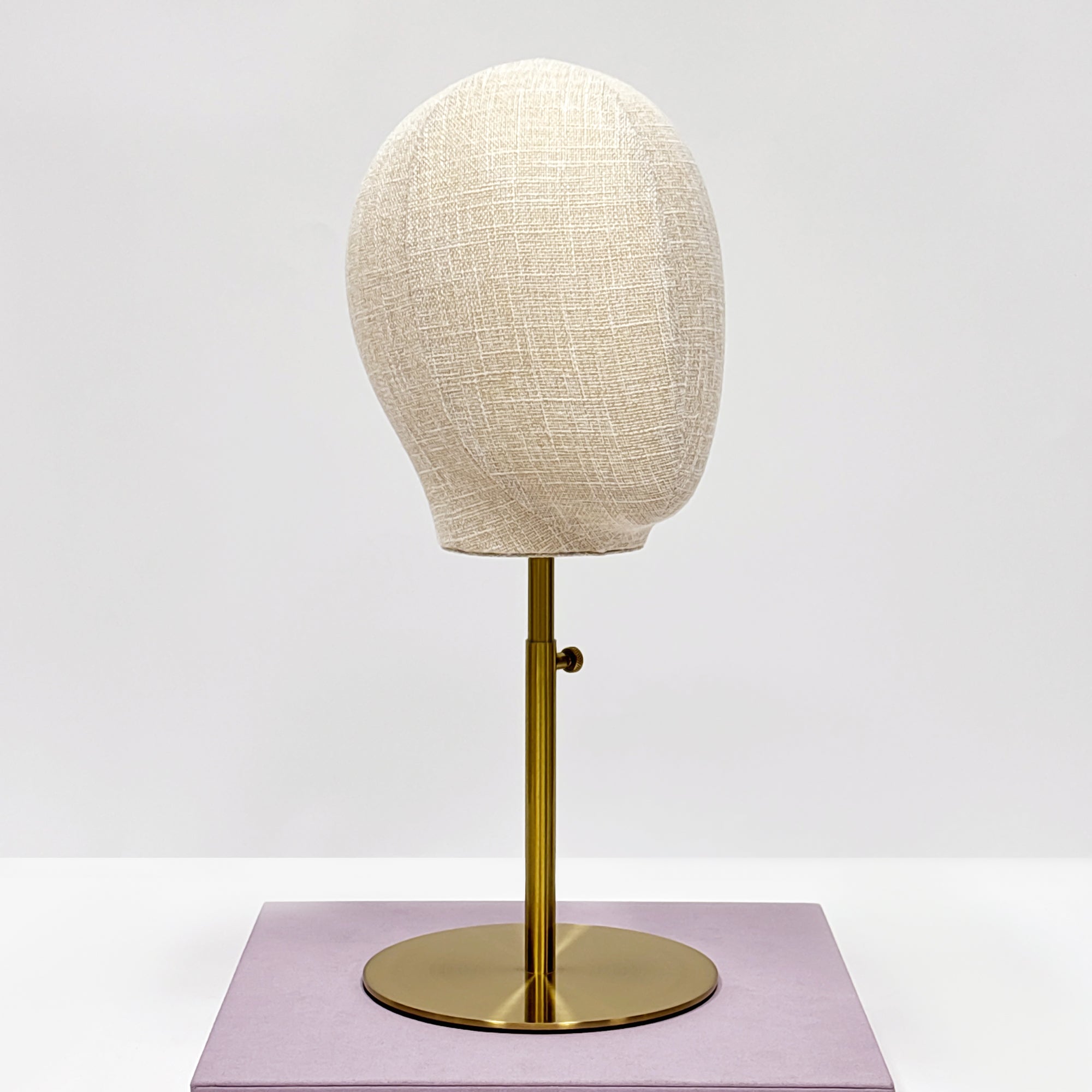 JELIMATE Linen Mannequin Head with Adjustable Stand – Bamboo Fabric Display for Wigs/Hats & Jewelry