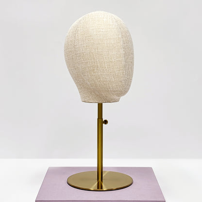 JELIMATE Linen Mannequin Head with Adjustable Stand – Bamboo Fabric Display for Wigs/Hats & Jewelry