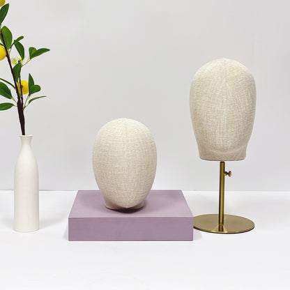 JELIMATE Linen Mannequin Head with Adjustable Stand – Bamboo Fabric Display for Wigs/Hats & Jewelry