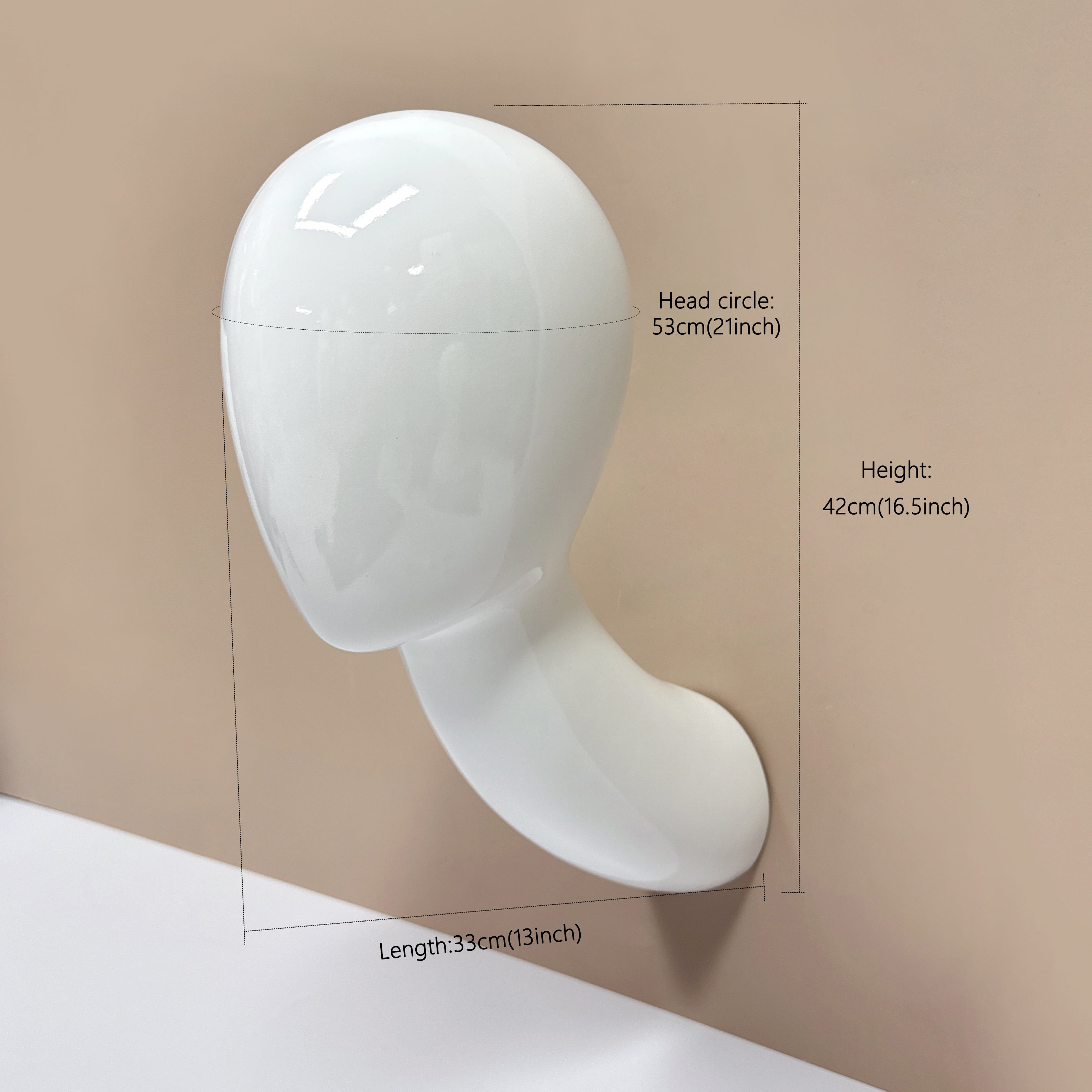 Cabeza de maniquí de fibra de vidrio para pared JELIMATE - Blanco brillante - 1 pieza