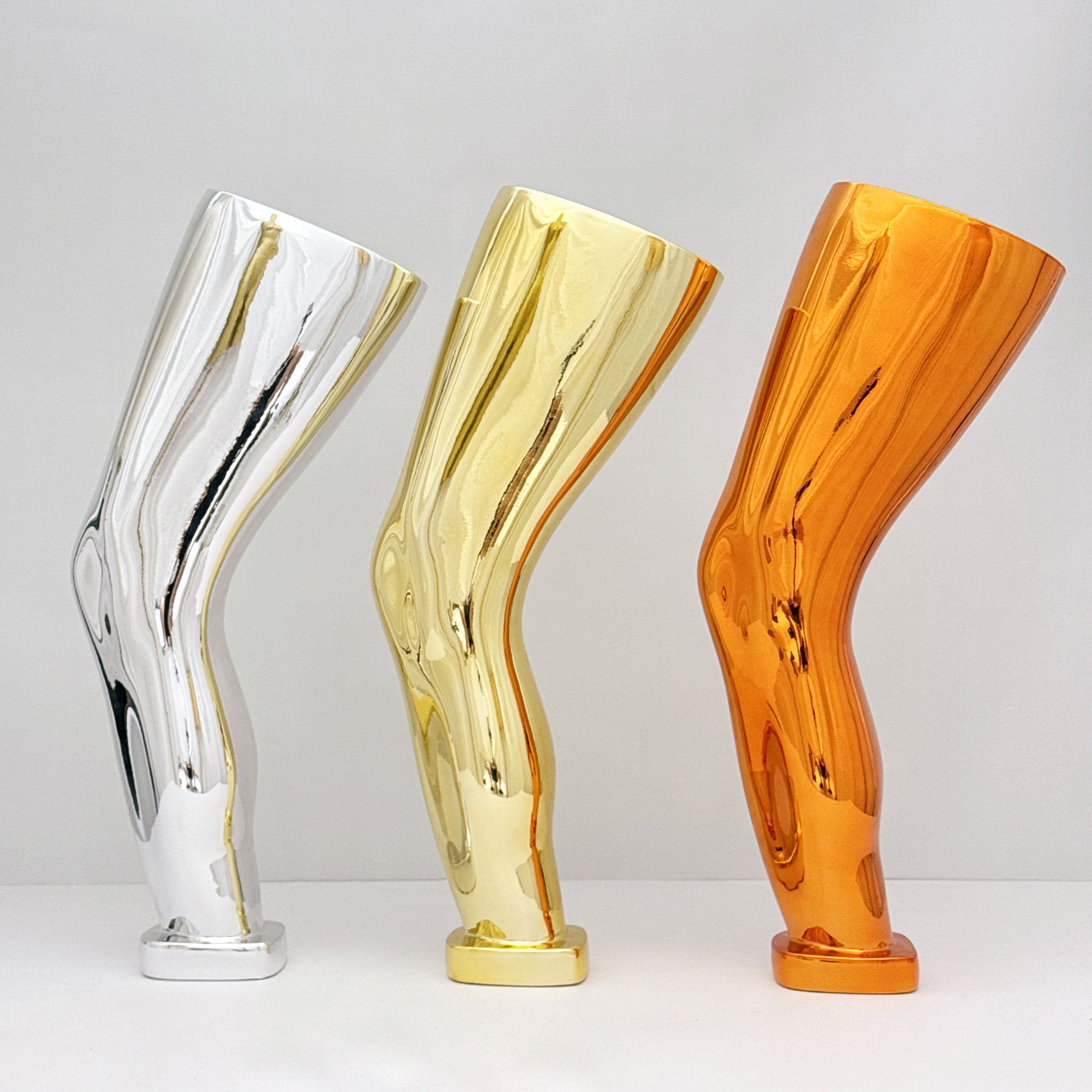 Jelimate Male Left Leg Mannequin Display Stand – Electroplated Fiberglass for Knee Brace, Orthopedic & Sports Store Use