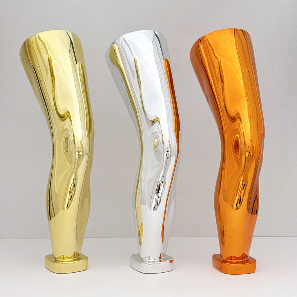 Jelimate Male Left Leg Mannequin Display Stand – Electroplated Fiberglass for Knee Brace, Orthopedic & Sports Store Use