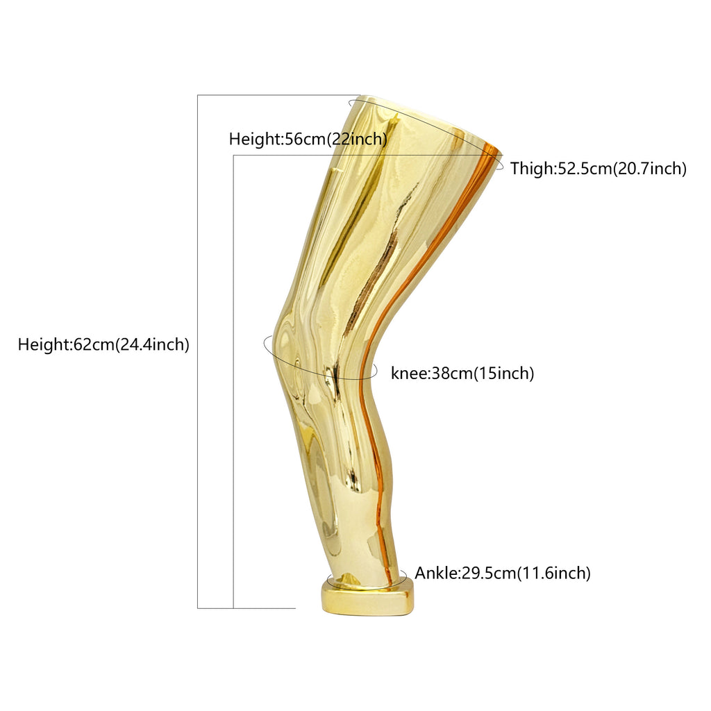 Jelimate Male Left Leg Mannequin Display Stand – Electroplated Fiberglass for Knee Brace, Orthopedic & Sports Store Use