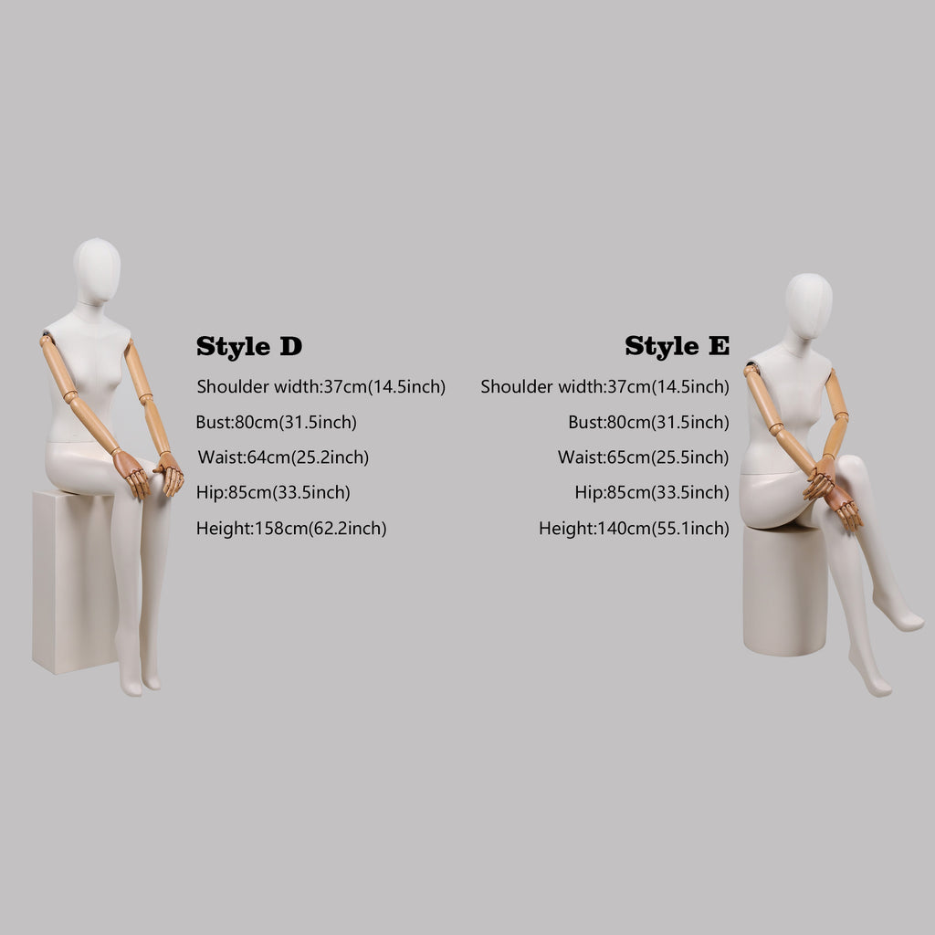 Premium bamboo Linen Full Body Mannequins - White Fiberglass with Wooden Arms | 20% Off