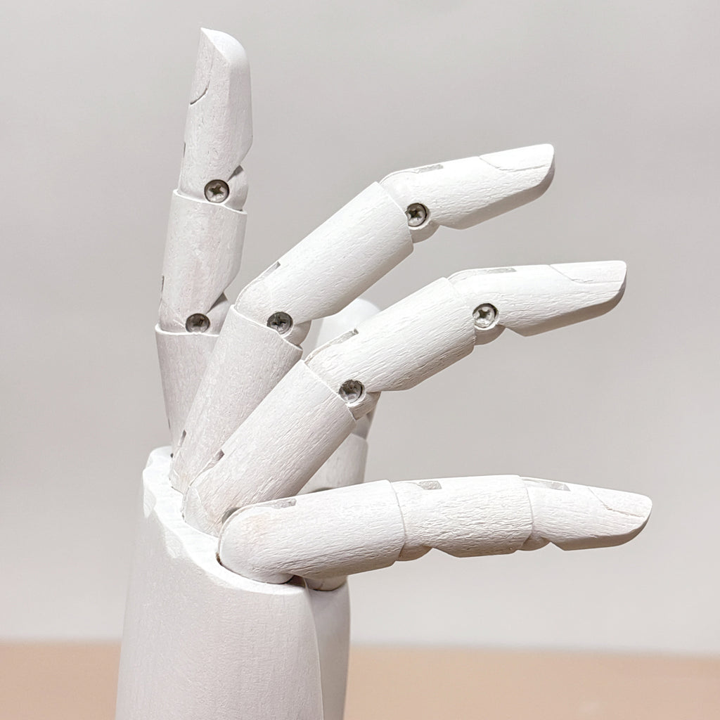 Jelimate Right Hand Wooden Mannequin – White Painted Display Hand with Velvet Wrist for Jewelry, Ring & Boutique Display