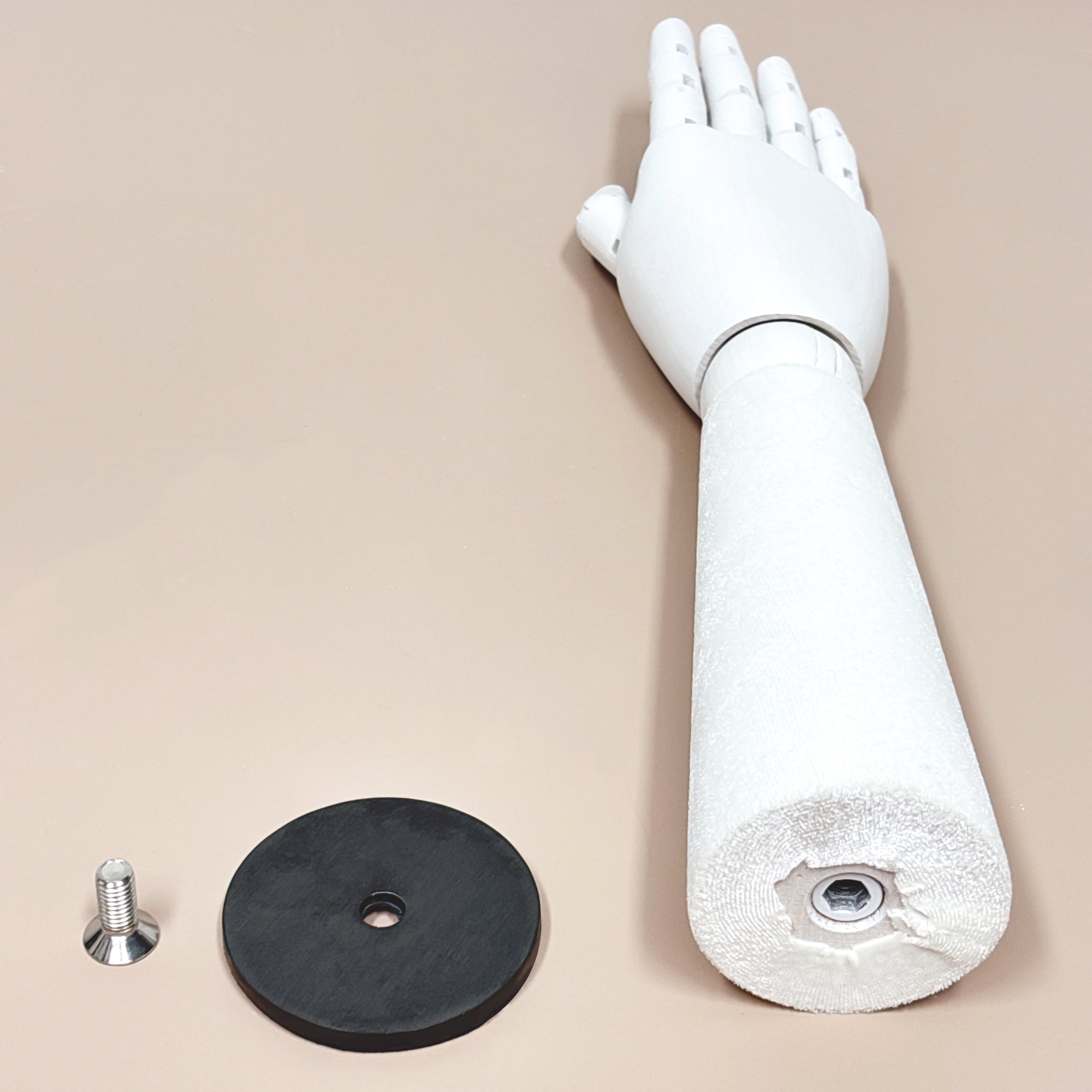 Jelimate Right Hand Wooden Mannequin – White Painted Display Hand with Velvet Wrist for Jewelry, Ring & Boutique Display
