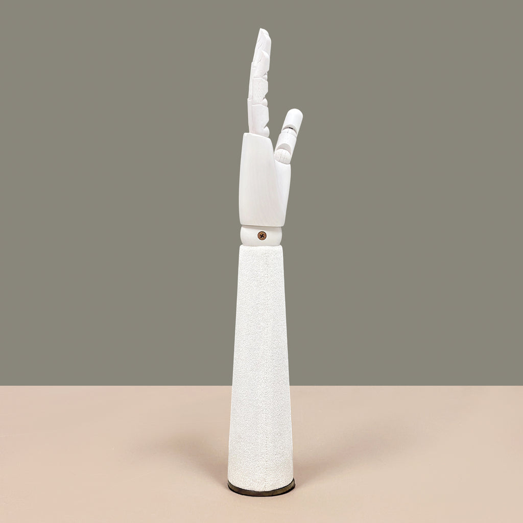 Jelimate Right Hand Wooden Mannequin – White Painted Display Hand with Velvet Wrist for Jewelry, Ring & Boutique Display