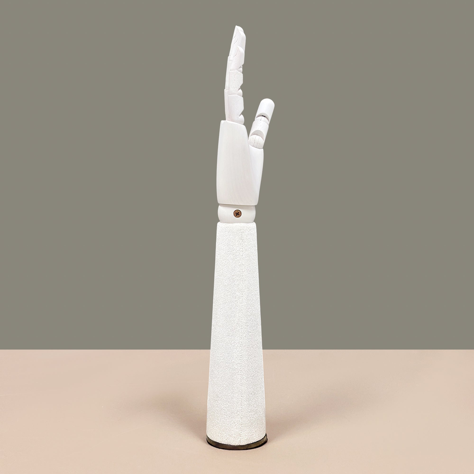 Jelimate Right Hand Wooden Mannequin – White Painted Display Hand with Velvet Wrist for Jewelry, Ring & Boutique Display