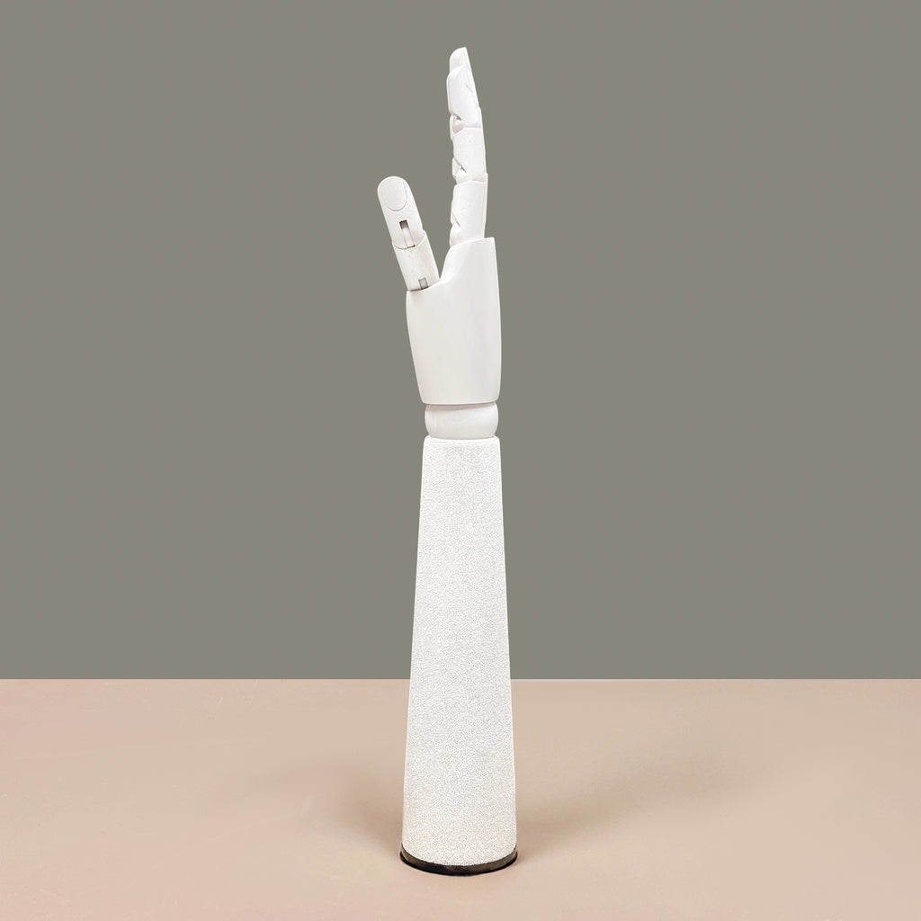 Jelimate Right Hand Wooden Mannequin – White Painted Display Hand with Velvet Wrist for Jewelry, Ring & Boutique Display