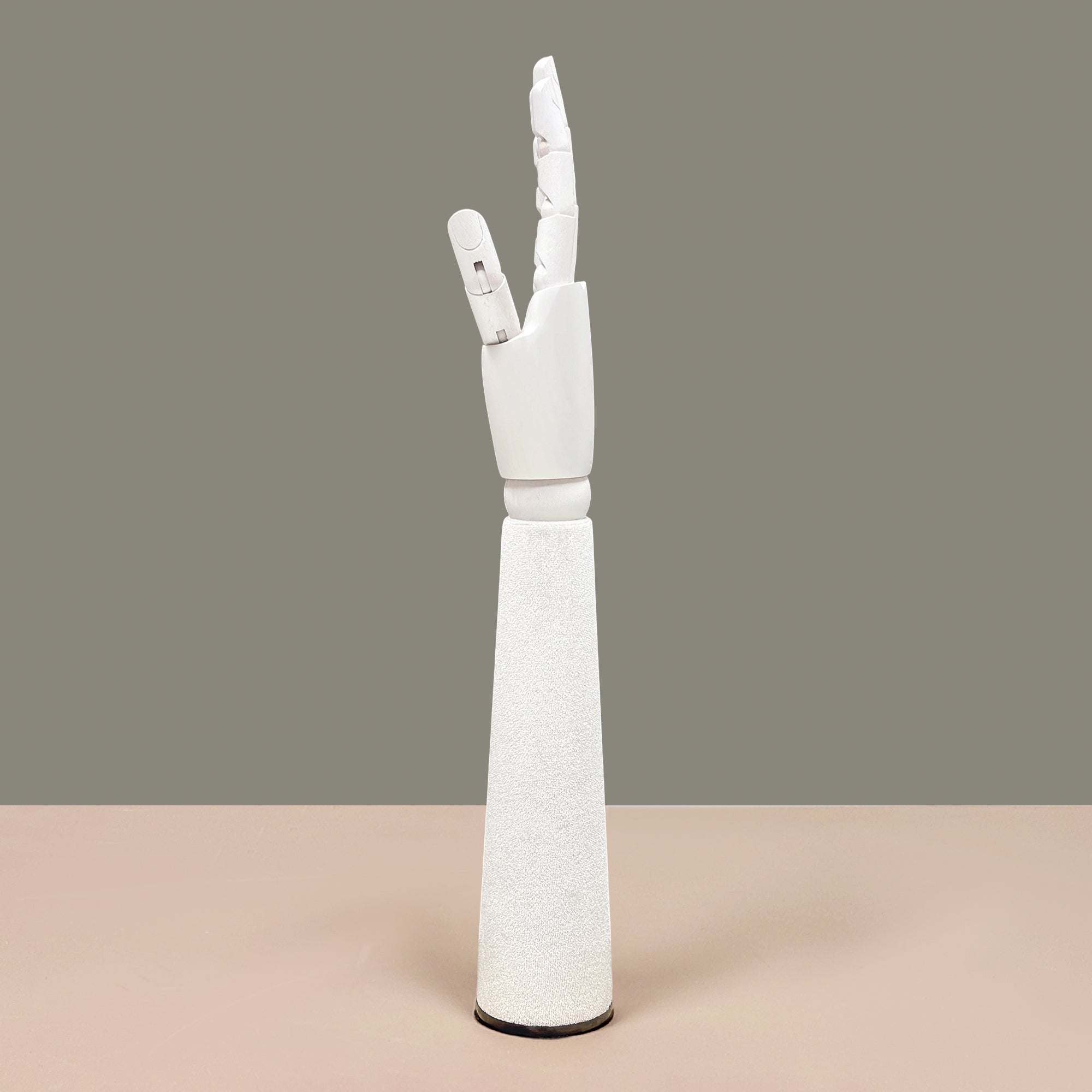 Jelimate Right Hand Wooden Mannequin – White Painted Display Hand with Velvet Wrist for Jewelry, Ring & Boutique Display