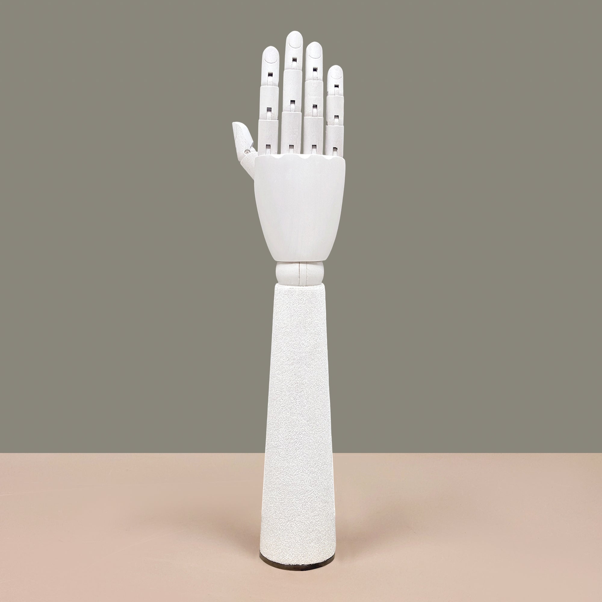 Jelimate Right Hand Wooden Mannequin – White Painted Display Hand with Velvet Wrist for Jewelry, Ring & Boutique Display